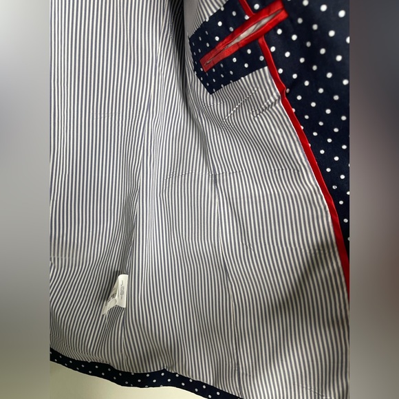 J. Crew Pure Linen Regent Career Blazer in Navy Polka Dots Office Business Sz 00 - Picture 7 of 12